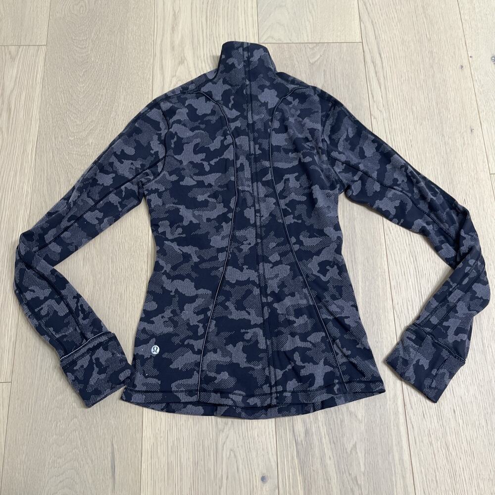 Lululemon Run Briskly 1/2 Zip Heritage Camo Jacquard Black Lunar Rock Size 4 - Picture 2 of 8